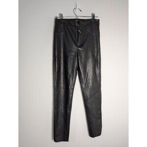 ZARA Black FAUX LEATHER Pants High Waisted Slim Leg Trousers TRENDY Size S US 4